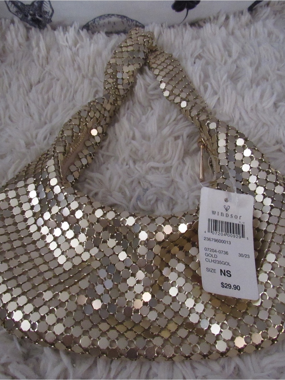 Windsor Metallic Gold Sequin Evening Tote